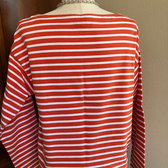 Ralph Lauren Orange and White Cropped  Striped Mariner T  size Large - Picture 6 of 6